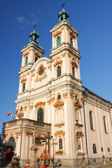 Fototapeta na wymiar Zabytkowy kościół Opatrzności Bożej w Bielsku-Białej z XVIII wieku.