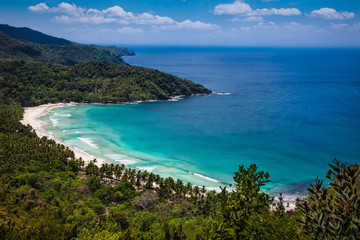 Fototapeta na wymiar Panoramic view on Sabang beach, Palawan island. Philippines .