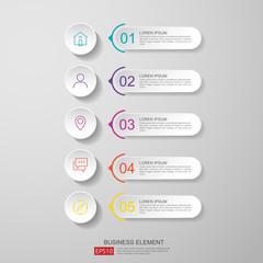 infographics timeline design template vector with 3D paper label, integrated circles. Business concept with options. For content, diagram, flowchart, steps, parts, workflow layout, chart