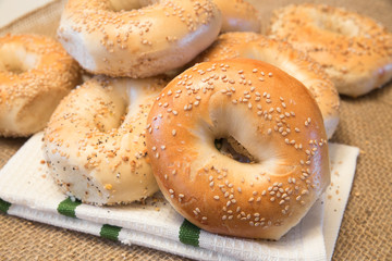 Authentic New York Style bagels with sesame seeds