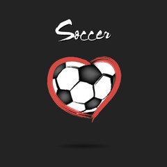 Soccer ball shaped as a heart