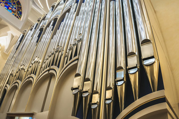Organ pipes in church
