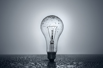 Isolated bulb over a black surface