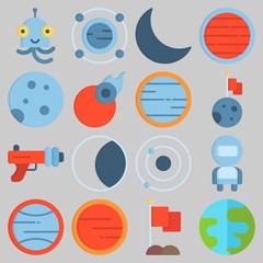 Icon set about Universe with keywords astronaut, mars, alien, flag, earth and moon © Orxan
