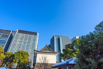 Obraz premium 高層ビルと大手門