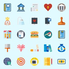 Icons set about Lifestyle with money, yoga, museum, books, book and love