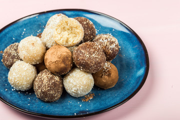Various Homemade Raw Vegan Truffles or Energy Balls