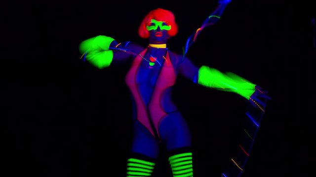 sexy neon glow suit woman