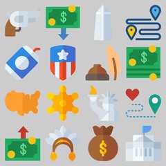 Fototapeta premium Icon set about United States with keywords usa, washington monument, route, native american, soda and united states