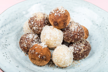 Various Homemade Raw Vegan Truffles or Energy Balls