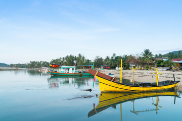 Fishing boats moored on Bang Kao beach