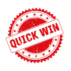 Quick Win red grunge stamp isolated