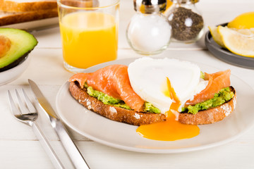  Wholemeal Bread Toast, smashed Avocado, Salmon and Poached Egg