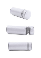 Cylindrical pencil case isolated