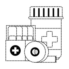 medicine bottle with bandages vector illustration design