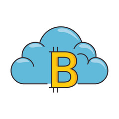 cloud computing with bitcoins vector illustration design