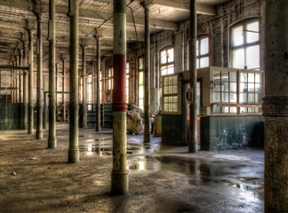Empty Factory Floor With Windows