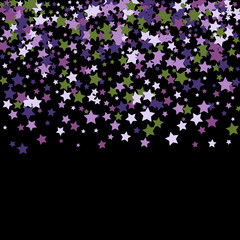 Colorful Stars Confetti, Mystery Sparkling Vector Background. Trendy Glowing Magic Glitter, Lights. Festive Falling Colorful Stars Confetti for Ads, Posters. 