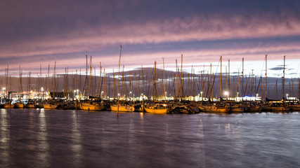 Howth Yacht Club, Dublin, Ireland, Boats at night, Pier Harbour