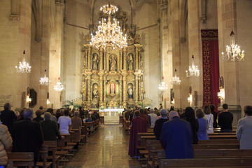 Europe, Spain, Balearic Islands, Mallorca. Esporles. Esglesia de Sant Pere,.Church of St. Peter.