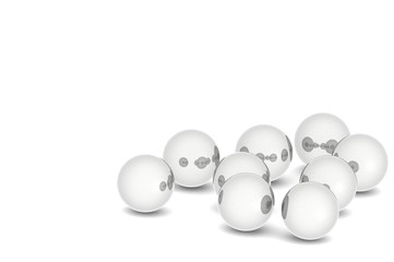 3d many steel ball with white background