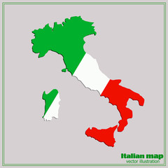 Map and flag of Italy.