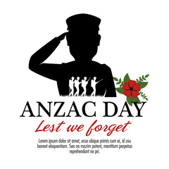 anzac day poster with military soldier vector illustration graphic design