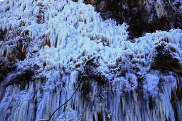 Ice waterfall, natural landscape in winter