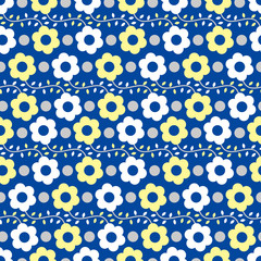 Retro flower background. Seamless pattern. Vector. レトロな花パターン