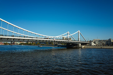 View of the Crimean bridge from the embankment, Moscow, Russia