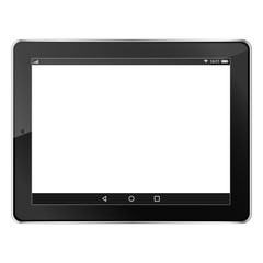 Tablet computer isolated in a white background and white screen. To present your application. Create design