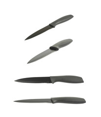 Black metal and plastic knife