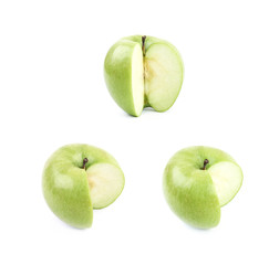 Green sliced apple isolated