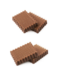 Chocolate covered waffles isolated