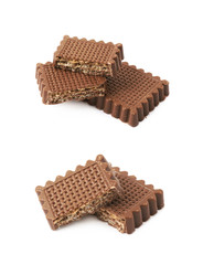 Chocolate covered waffles isolated