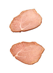 Sliced smoked ham meat isolated