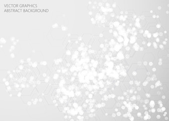 Abstract vector background. Composition of lines and hexagons. White texture.
