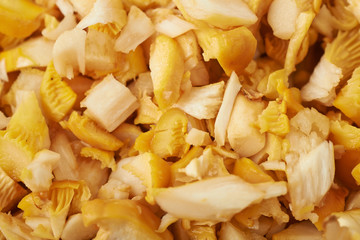 Surface coated with the sliced chanterelle