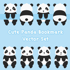 Animal printable bookmark template. Cute panda bookmark template vector collection.