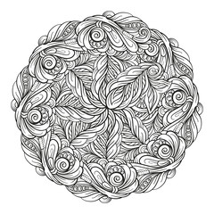 Vector abstract black and white ethnic mandala motif