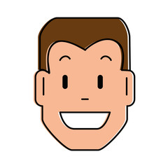 young man head avatar character vector illustration design