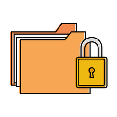 folder document with padlock vector illustration design