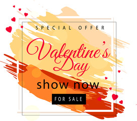 vector illustration of red heart valentines watercolor