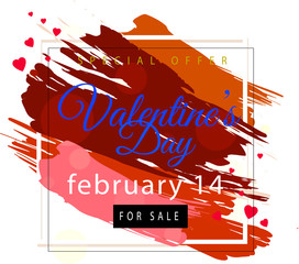 vector illustration of red heart valentines watercolor