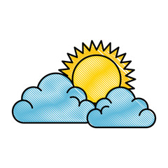 summer sun with clouds vector illustration design