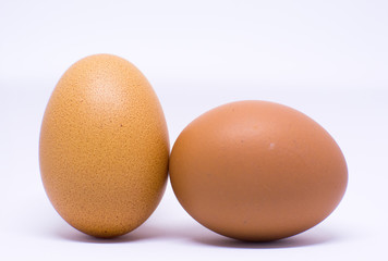 Two eggs isolated on white background