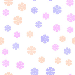 Seamless pattern with colorful flowers on white. Vector