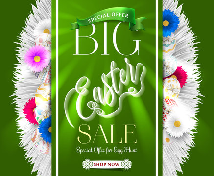 Easter flyer big sale vector. Easter sale desain. Easter special offer