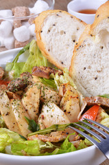 Bread with fresh vegetable salad 