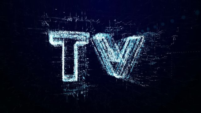 TV. Intro before starting or in pause. Tech header made up of small numbers and symbols. Show TV